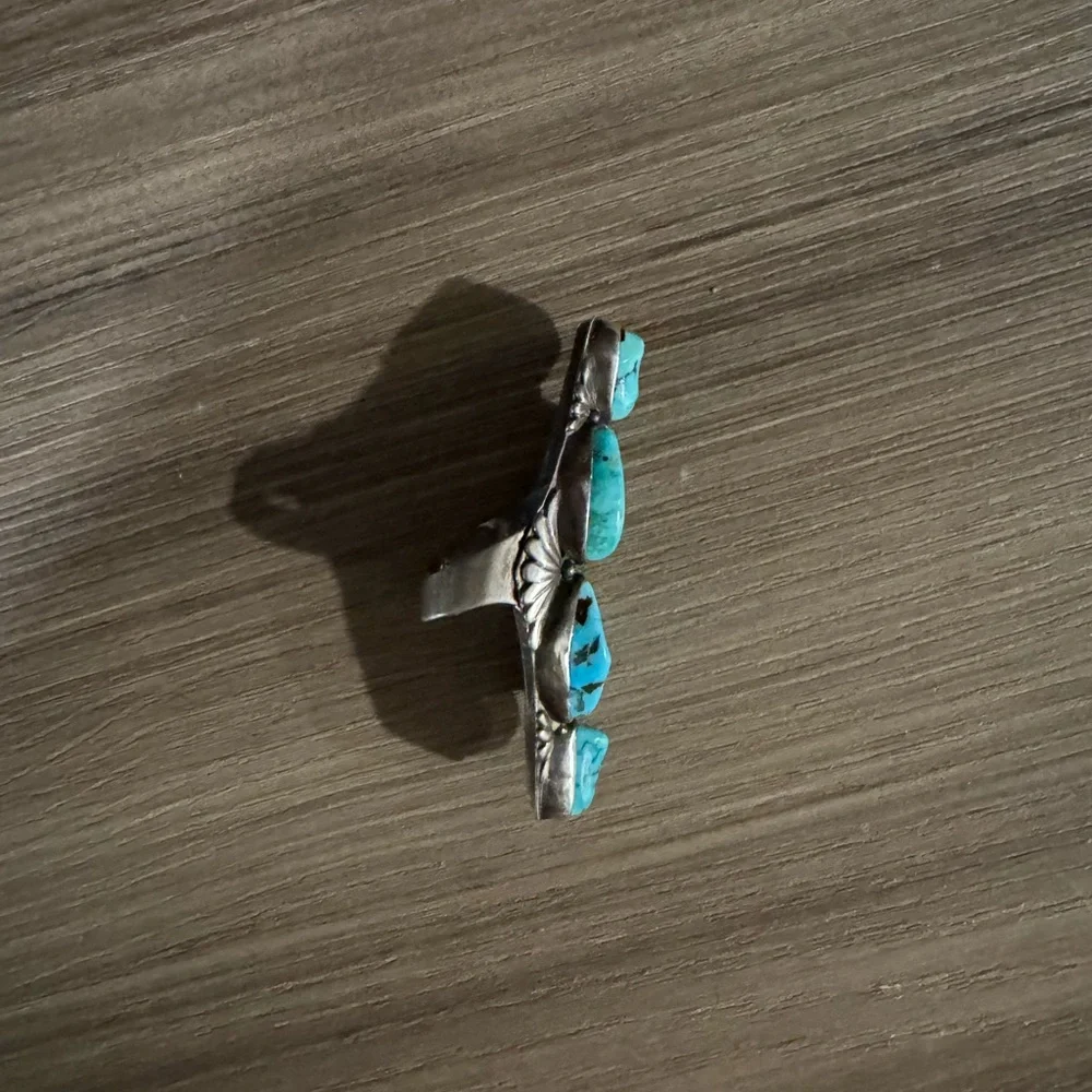 Turquoise Silver Statement Ring - Picture 2 of 4